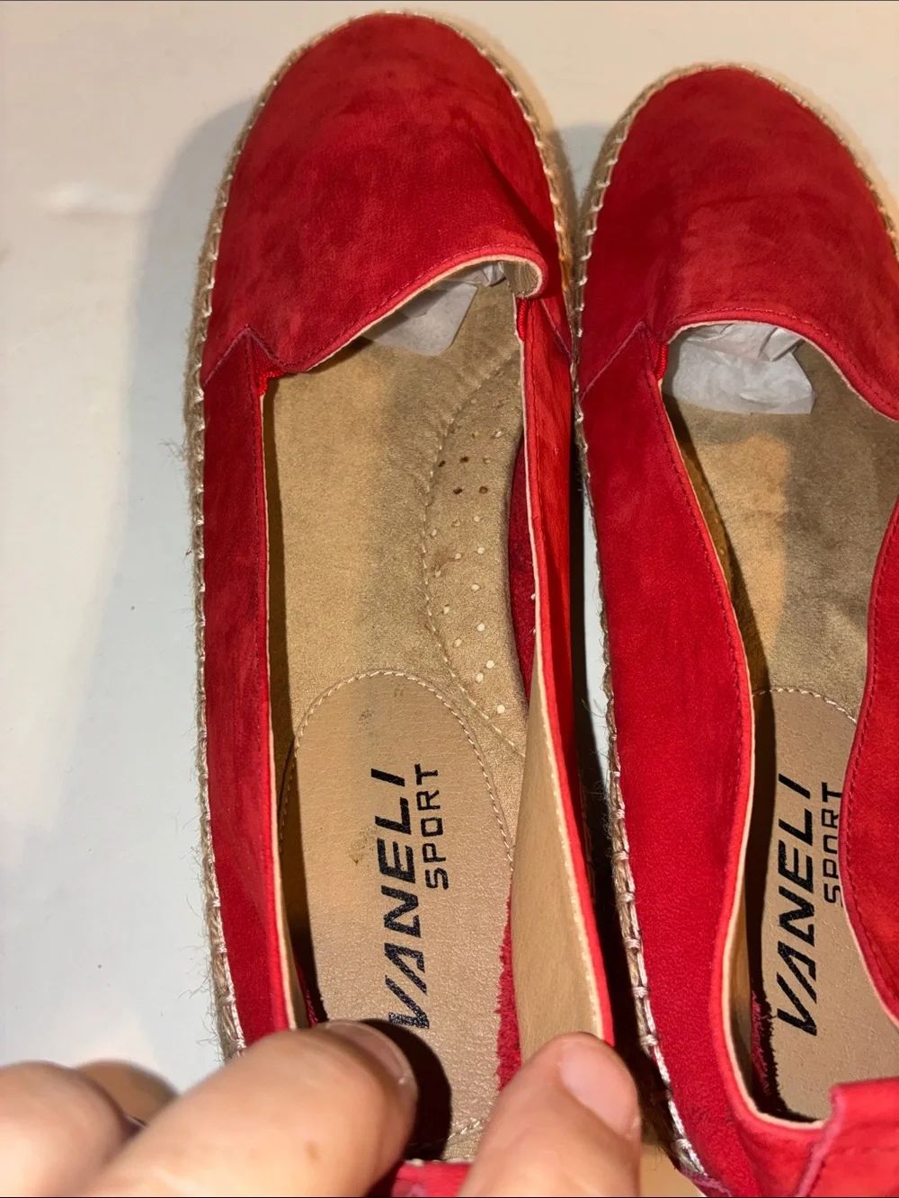 Vaneli Sport, Women’s 9.5, Red Suede Espadrille Slip-On Shoes